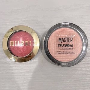 Milani Dolce Pink Baked Blush & Maybelline Master Chrome Rose Gold Highlighter